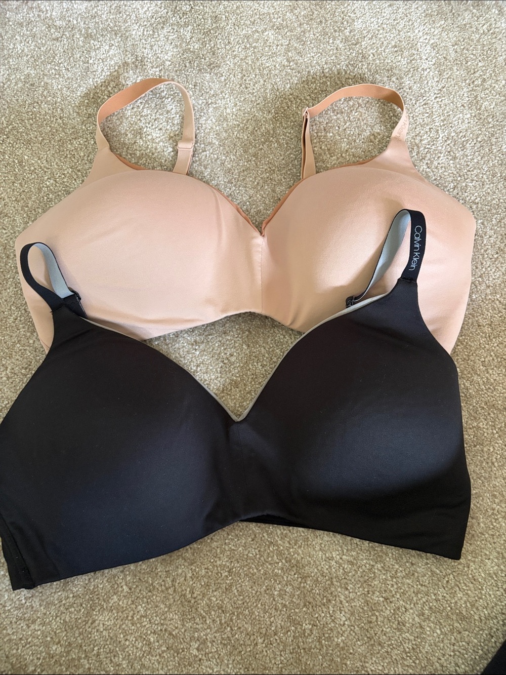 Calvin Klein Nude and Black Seamless T-Shirt Bra Set